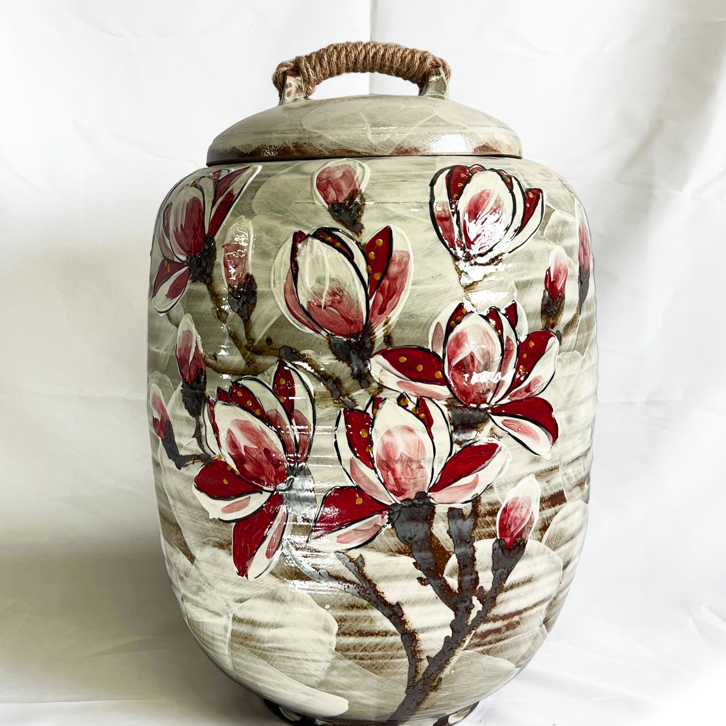 달빚도자 [여주도자기_흙도예] 분청상감 목련 20kg 쌀독 쌀항아리+뚜껑포함(일자형) 신상 봄맞이 주방아이템, 혼합색상, 1개 150,000원