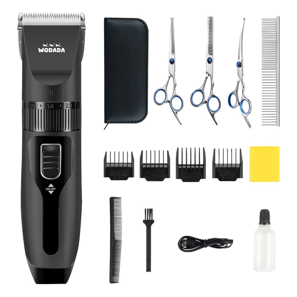 우다다 프리미엄 반려동물 바리깡 가위 세트 강아지 고양이 이발기, 1개, 블랙 30,000원