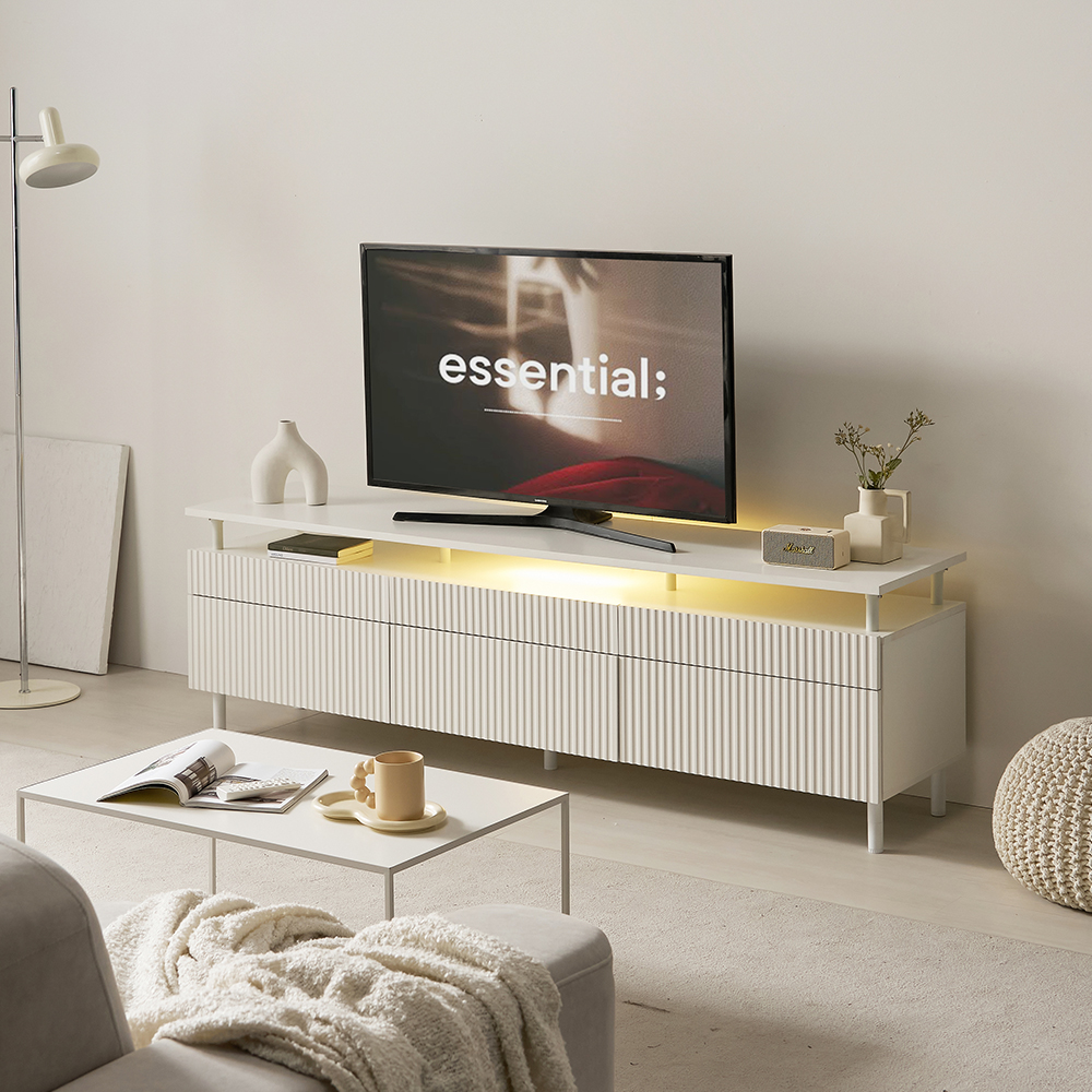 파로마 루크 LED 템바보드 거실장 방문설치, 화이트 229,000원