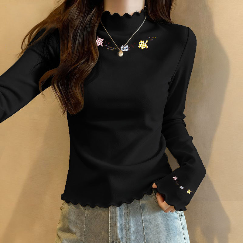 Makone 여성 가을 겨울 반폴라 프린트 이너 캐주얼 티셔츠 26,980원