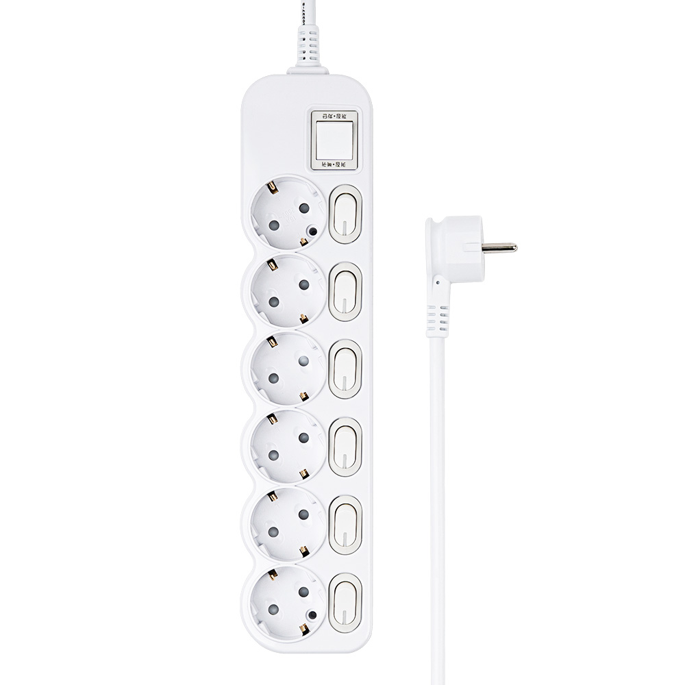 에코파워탭 국내 제조 슬림 개별 과부하차단 스위치 납작멀티탭 6구 CSG-404B, 화이트, 1개, 1.5m, 현재가 20,500원