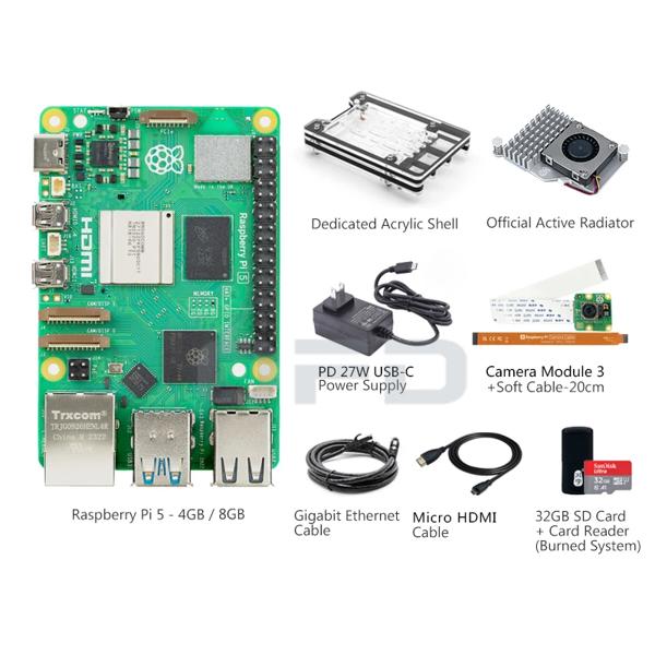 라즈베리 파이 5 2GB 4GB 8GB RAM 스타터 기본 라즈베리 파이 키트 카메라 디스플레이 PCIe 확장 5 키트 223,320원