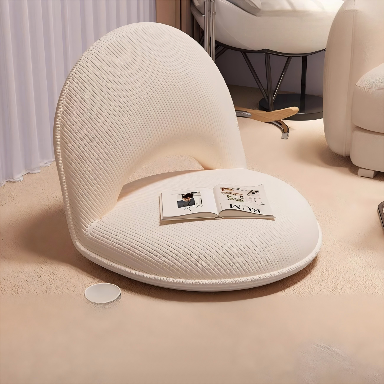 각도 조절 좌식 의자 접이식 등받이 앉은뱅이 게으른 좌식 소파, 아이보리 45,000원