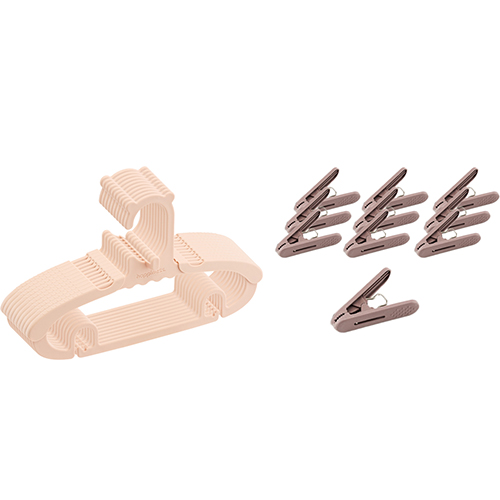 아가짱 해피니스 아기옷걸이 10p + 집게 10p 세트, 핑크 옷걸이 + 버건디 집게, 1세트 9,400원