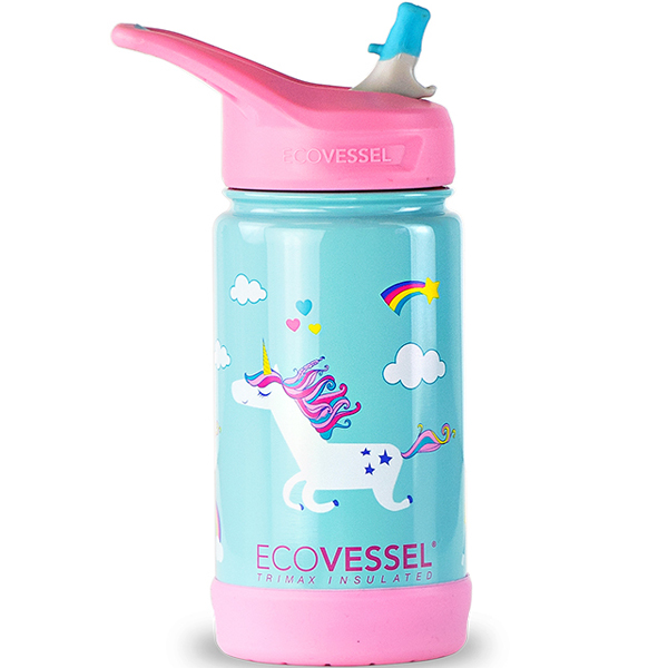 에코베슬 아동용 프로스트 스텐 손잡이 빨대 물병, 유니콘 42,000원