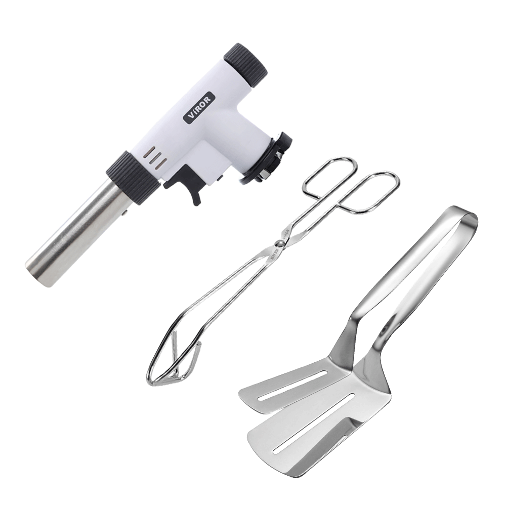 비로르 액화방지 요리용 가스 토치+스텐 가위형 집게+스텐 더블 뒤집개 16,400원