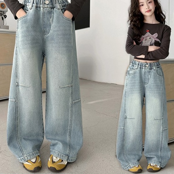 키즈목마 여아 초등생 와이드 청바지 키즈 트렌디 데님 팬츠 주니어 스타일 데님 팬츠 861, 현재가 23,800원