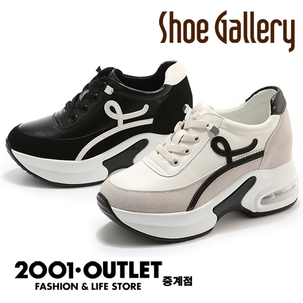 슈갤러리 원픽 가죽 키높이 7cm 하이탑 에어쿠션 스니커즈 편한  키높이 운동화 트렌디 데일리 패션 아울렛 백화점 47,900원