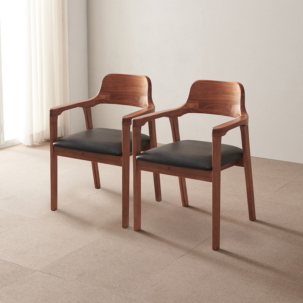 라로퍼니처 발렌시 참죽나무 원목 식탁 의자 방문설치, 월넛, 2개 186,000원