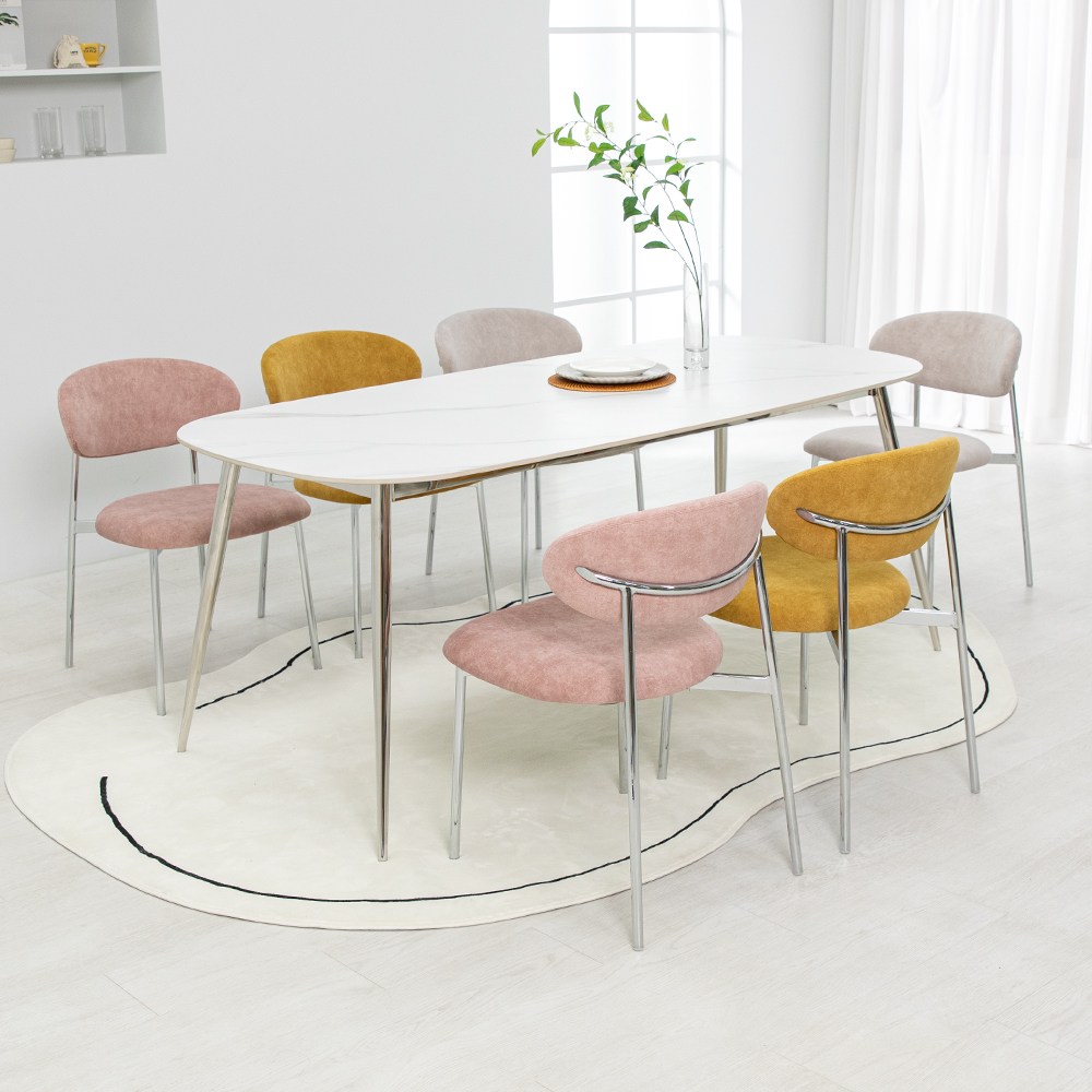 프랑크 세라믹 1800X850 타원형 로즈 6인 식탁 세트, 옐로우 690,400원