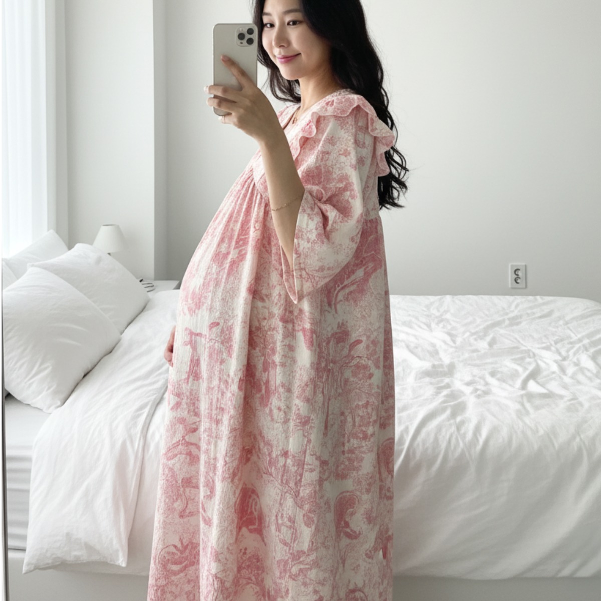 미야미 44 120 빅사이즈 만삭가능 임산부 롱원피스 임부복 추천 출산 선물 임신 임부 17,900원