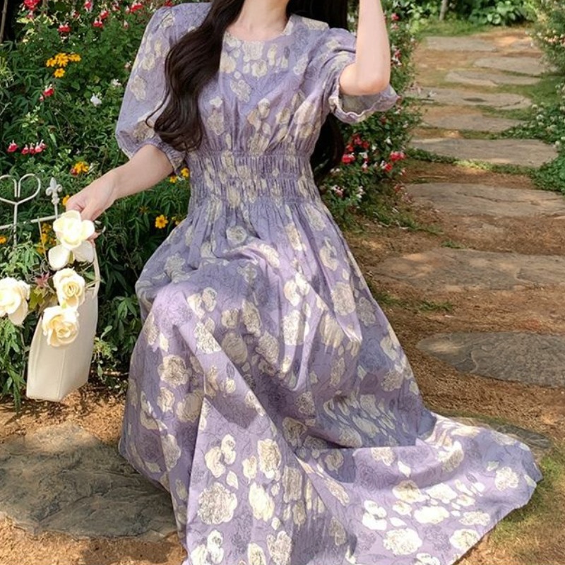 Choyur여성 꽃무늬 퍼프 소매 원피스 달콤하고 우아한 스타일lmy 18,680원