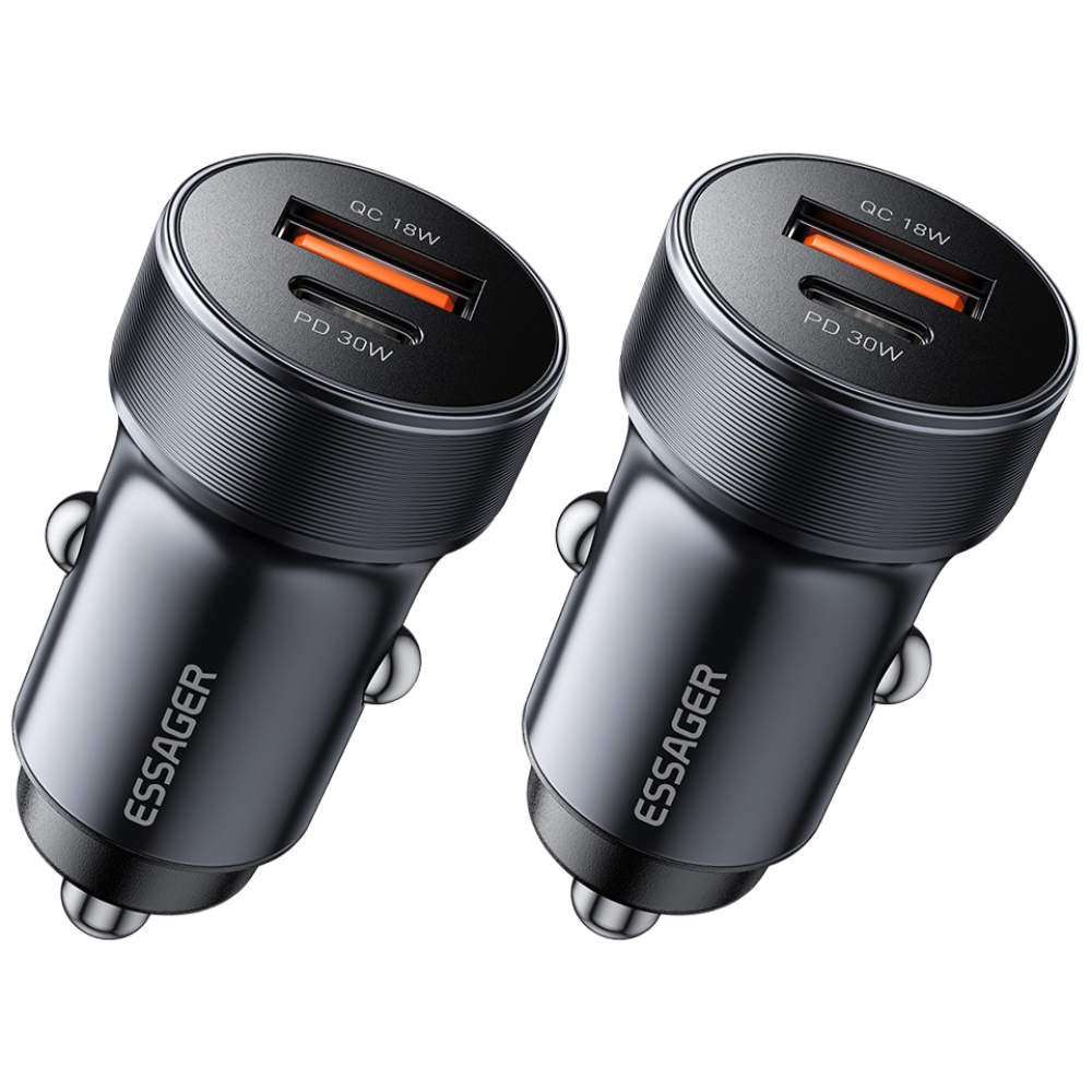 ESSAGER QC3.0 30W 듀얼 포트 C타입 차량용 고속 충전기, 블루, 2개 31,250원