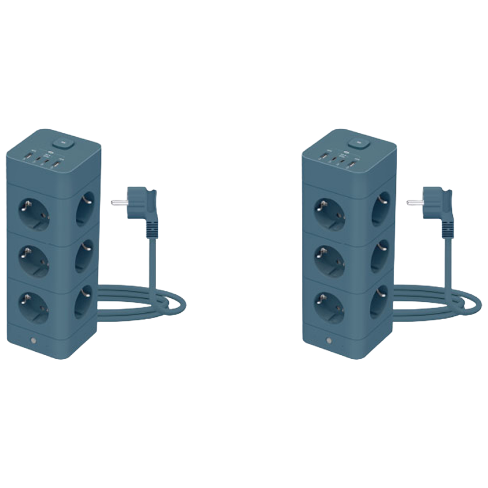 [올더아이템스] 에코너 타워 멀티탭 16구 + 16구, 얼루어블루, 2개 128,000원