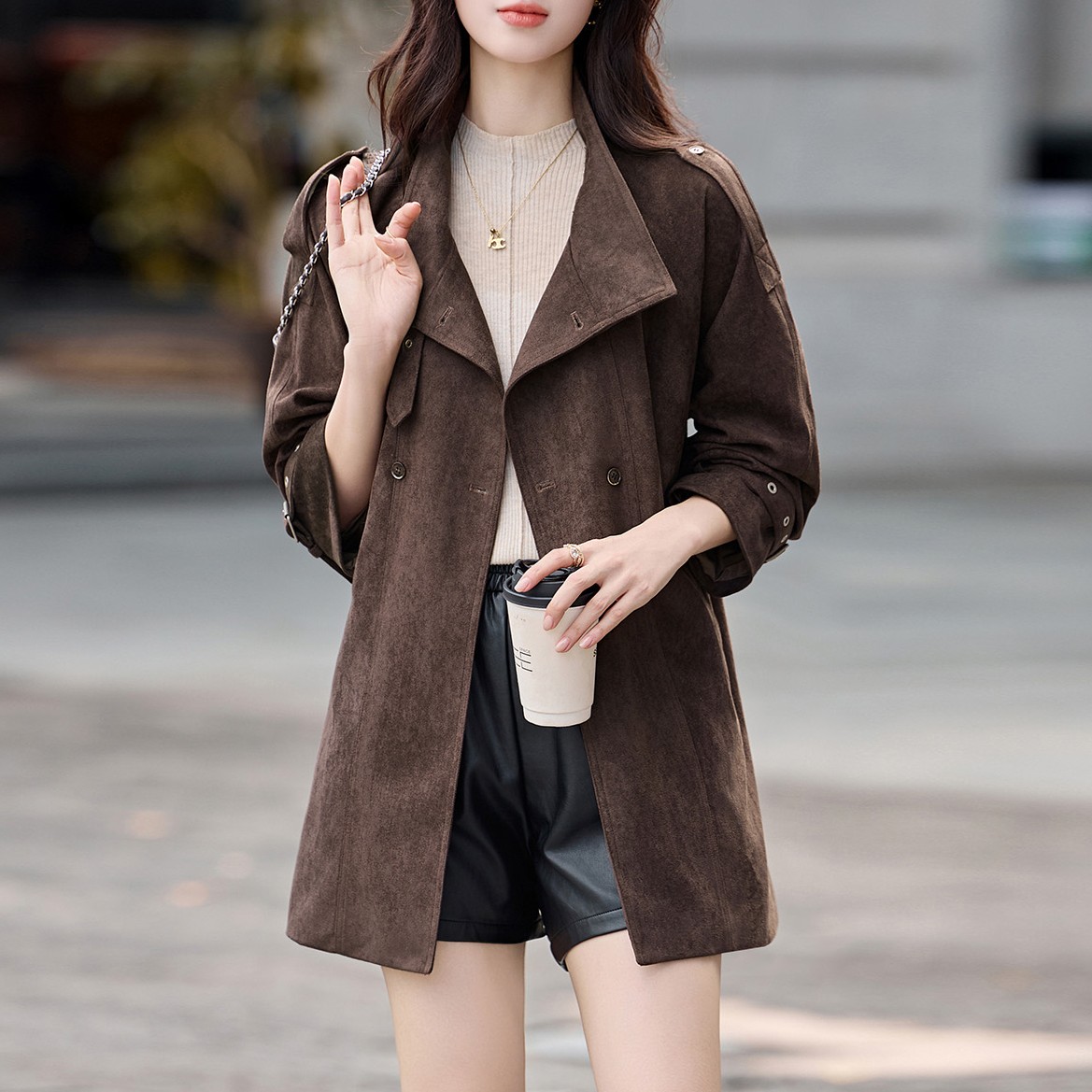 [ELLESIAN] 모드브라운 무스탕 가을겨울 자켓 코트 66,310원