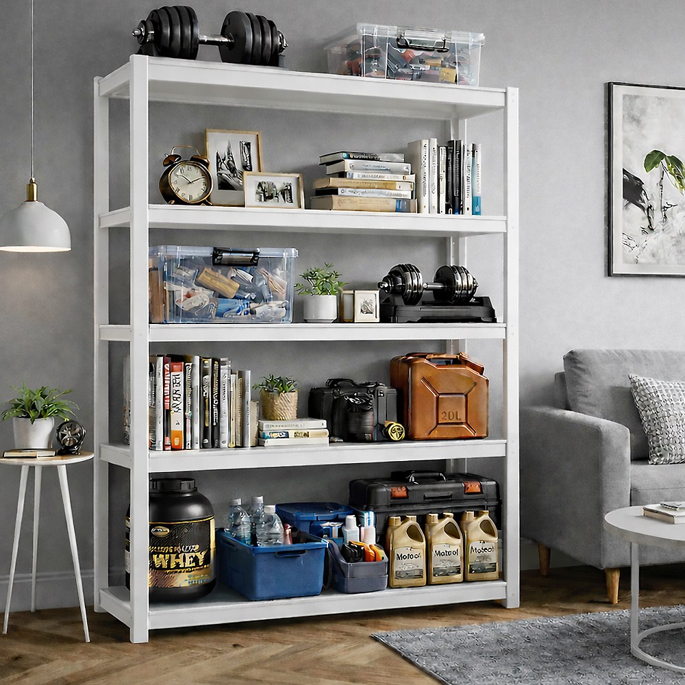 센스킹 하이센스랙 철판 선반 철제선반 베란다 수납선반 전자레인지 수납장 주방선반, 5단, 화이트 50,900원