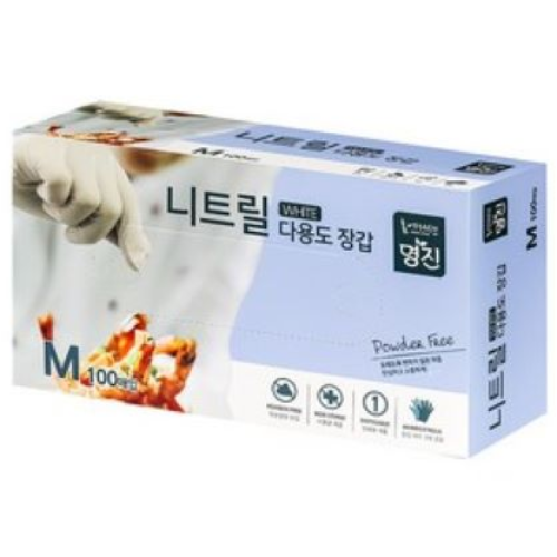 명진 니트릴 백색 대 , 중, 소, 니트릴 검정 대 , 중, 소, white, 10개 50,300원