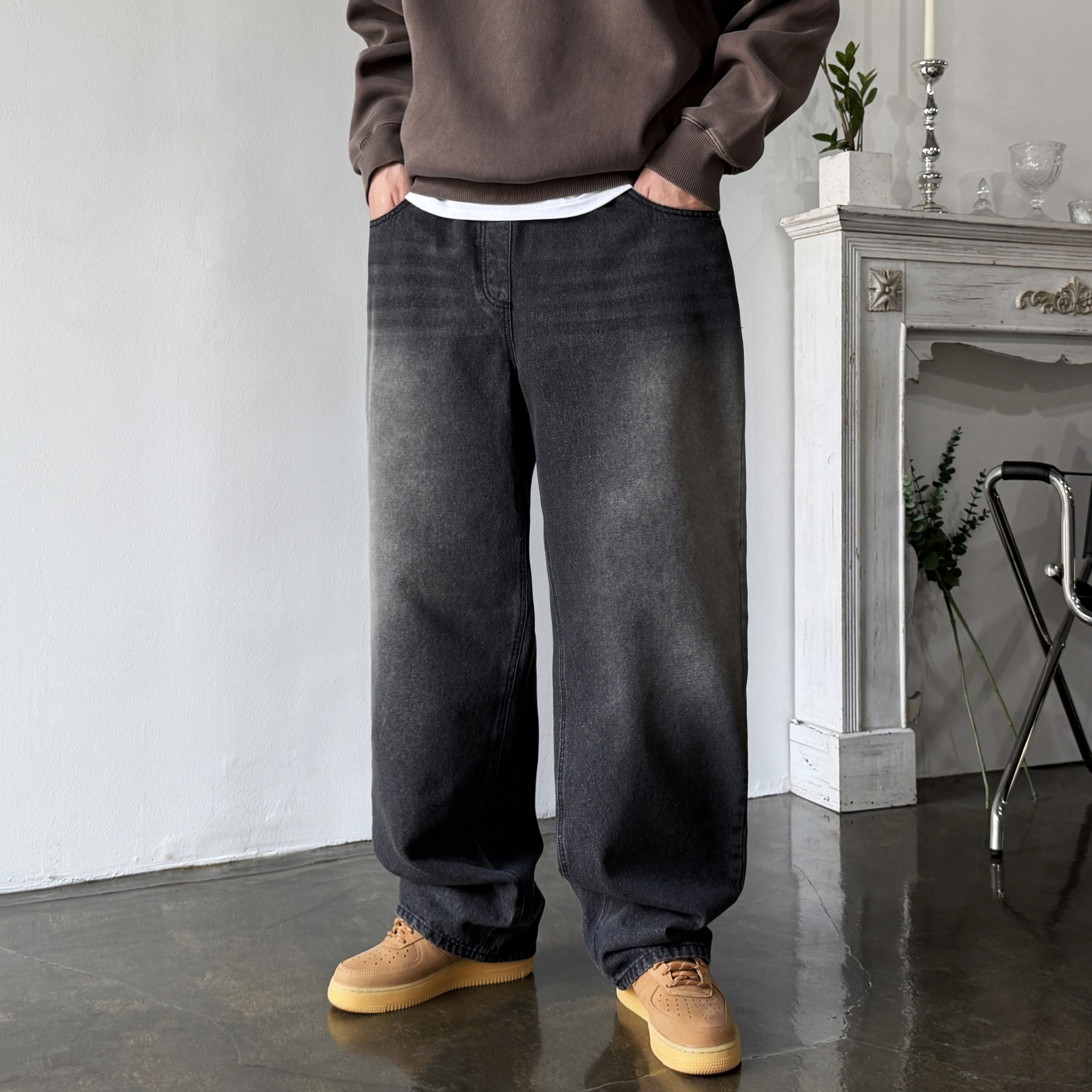 웨일즈 워싱 롱 와이드 벌룬 밴딩 청바지 데님 팬츠 (3 Color) 빅사이즈 까지, 현재가 28,900원