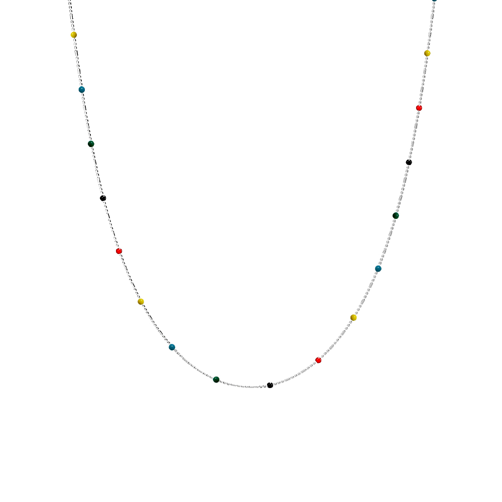 헤미안 실버 925 슬림 레인보우 볼 은 목걸이 HN2507061 37,900원