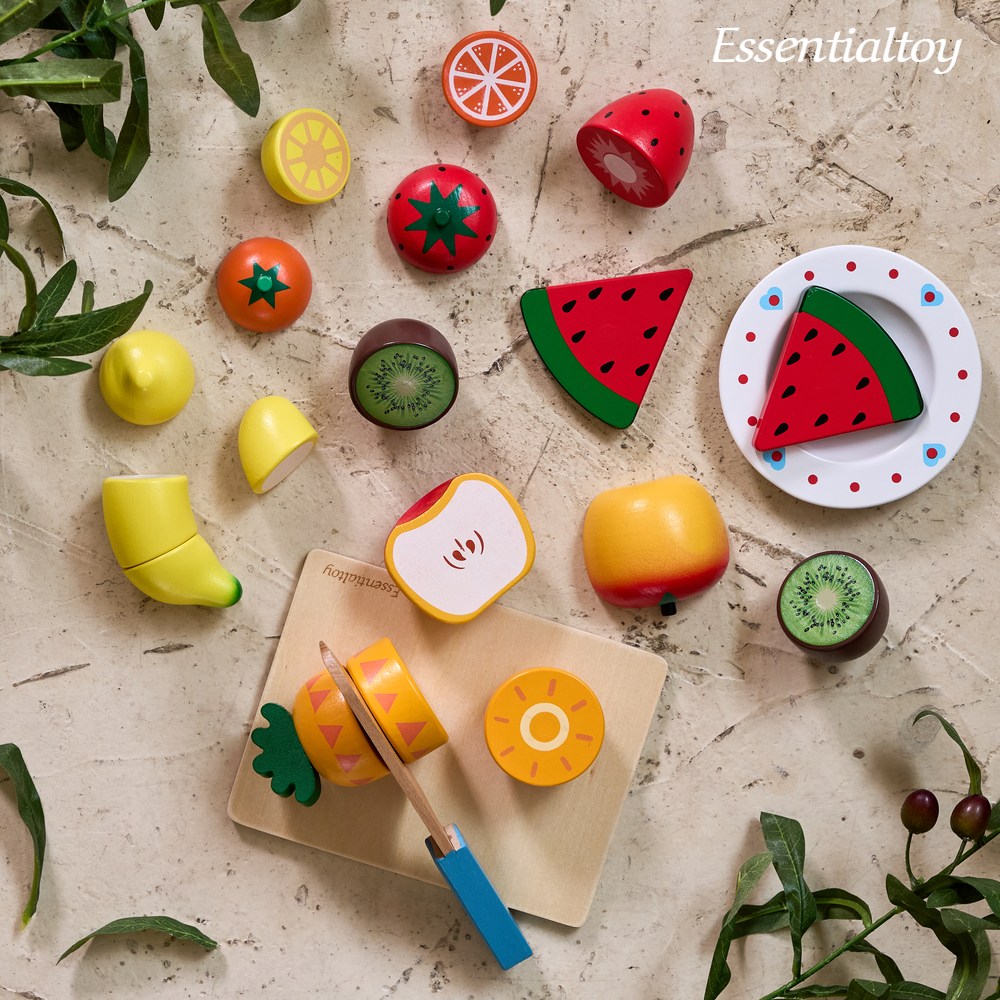 에센셜토이 원목 소꿉놀이 과일자르기 장난감 세트 24개월 역할놀이 (내장 자석), 혼합색상, 1개 42,900원