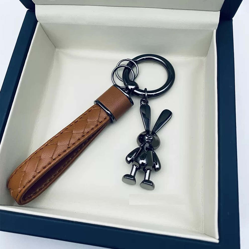 다은랜드 고급 가죽 블랙 토끼 키링, 브라운 12,800원