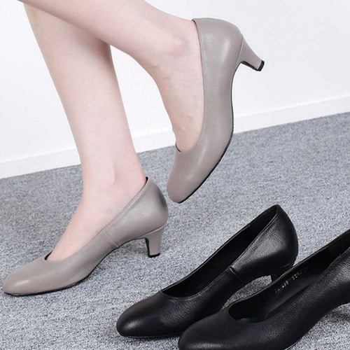 빅사이즈 슈굿 천연가죽 수제화 통굽 여성 구두 성수동 펌프스 5cm 88,000원