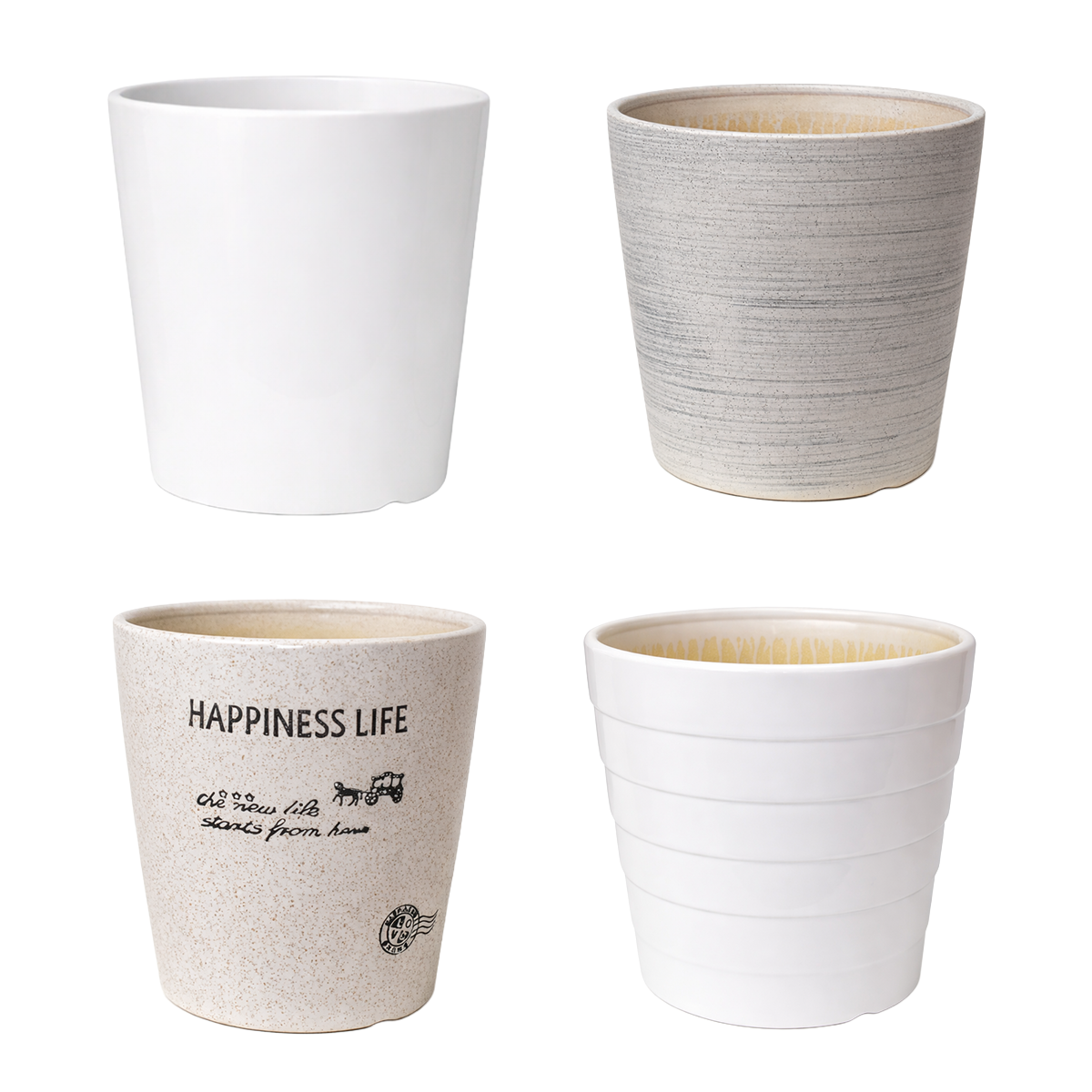 모던레시피 원형 도자기 화분 소 중 대 3종 세트 / 기본 디자인, 1개, 베이지 레터링 33,900원