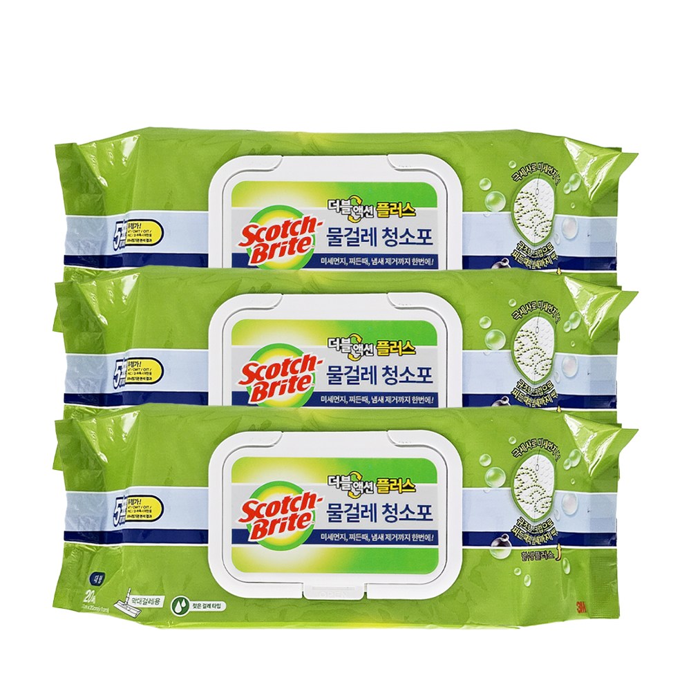 3M 스카치브라이트 찌든때 제거 물걸레 청소포 더블액션 대형 20매 36,590원