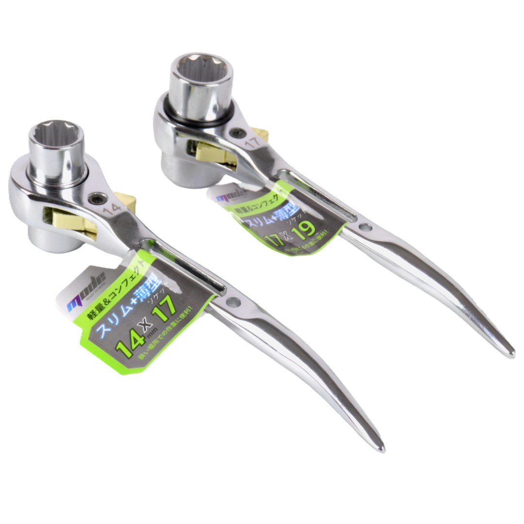 mode 숏타입 라쳇렌치 짧은 아담한 14*17 17*19 180mm 라쳇핸들 콤비 자동스패터 깔깔이 겐사기 기어렌치 공구, 1개 13,500원