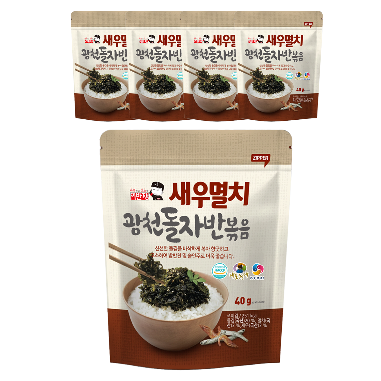 이반장 광천 새우멸치 돌자반볶음, 40g, 5개 8,590원