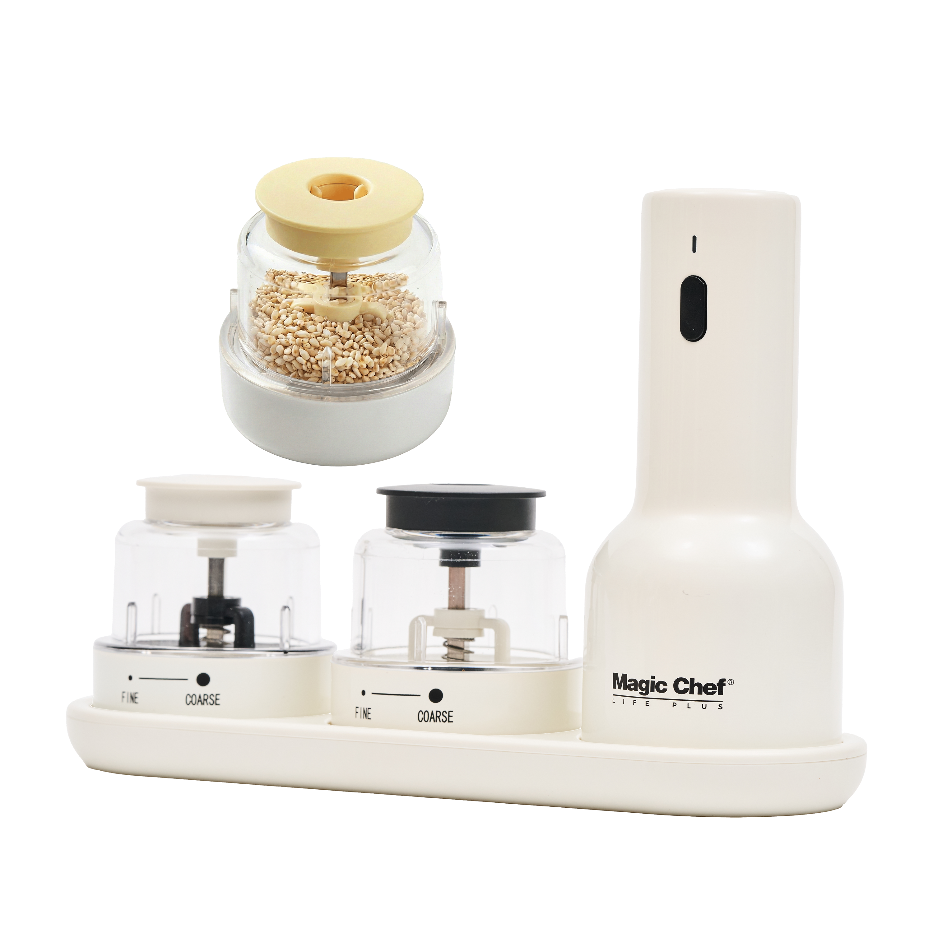 매직쉐프 전동 깨 소금 후추 통후추 그라인더 충전식 (본체+기본 팟2P+깨 팟1P+트레이) 3in1, 50ml, 화이트 82,600원
