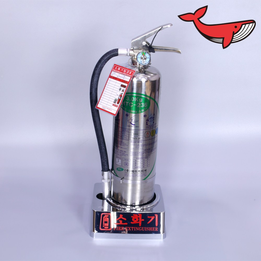 가스식 소화기 HFC-236fa 3kg, 하론 할로겐 소화기 대체 가스계 청정 소화기 + 점검표 + 크롬받침대 202,000원