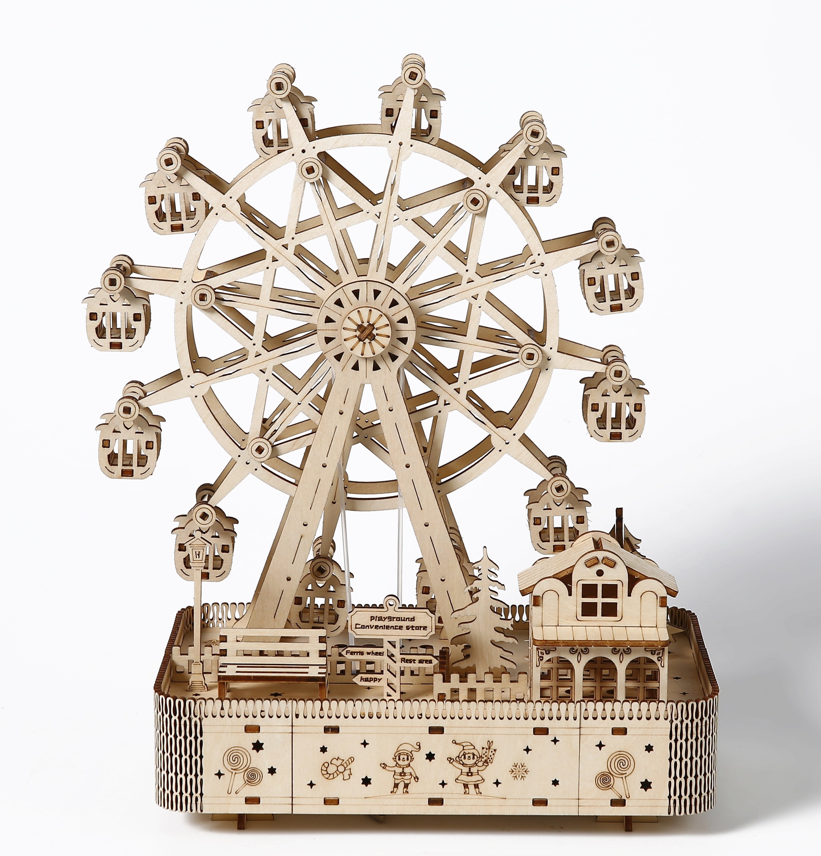 3D 입체퍼즐 무드등 뮤직박스 대관람차 나무퍼즐 집중력 DIY 우드 오르골 교육용완구 키덜트 선물, 183피스, 우드, 1개 33,000원