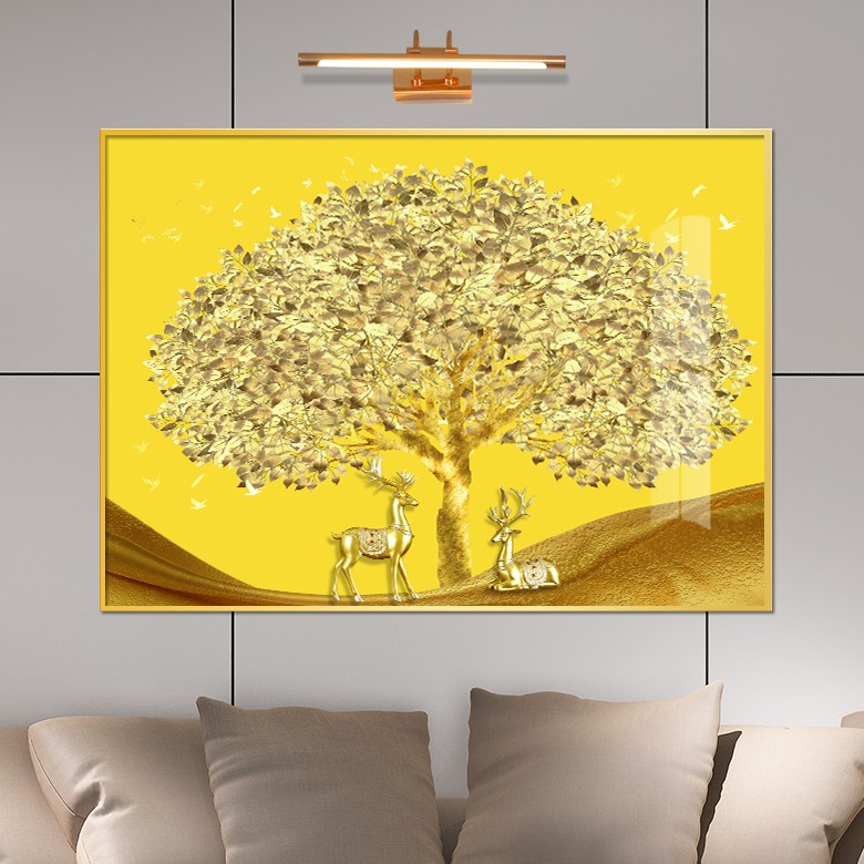 보고아트 돈 들어오는황금 나무 황금 사슴 현관 거실 액자 그림, [1] 황금나무 황금 사슴_노란배경_[가로] 29,900원