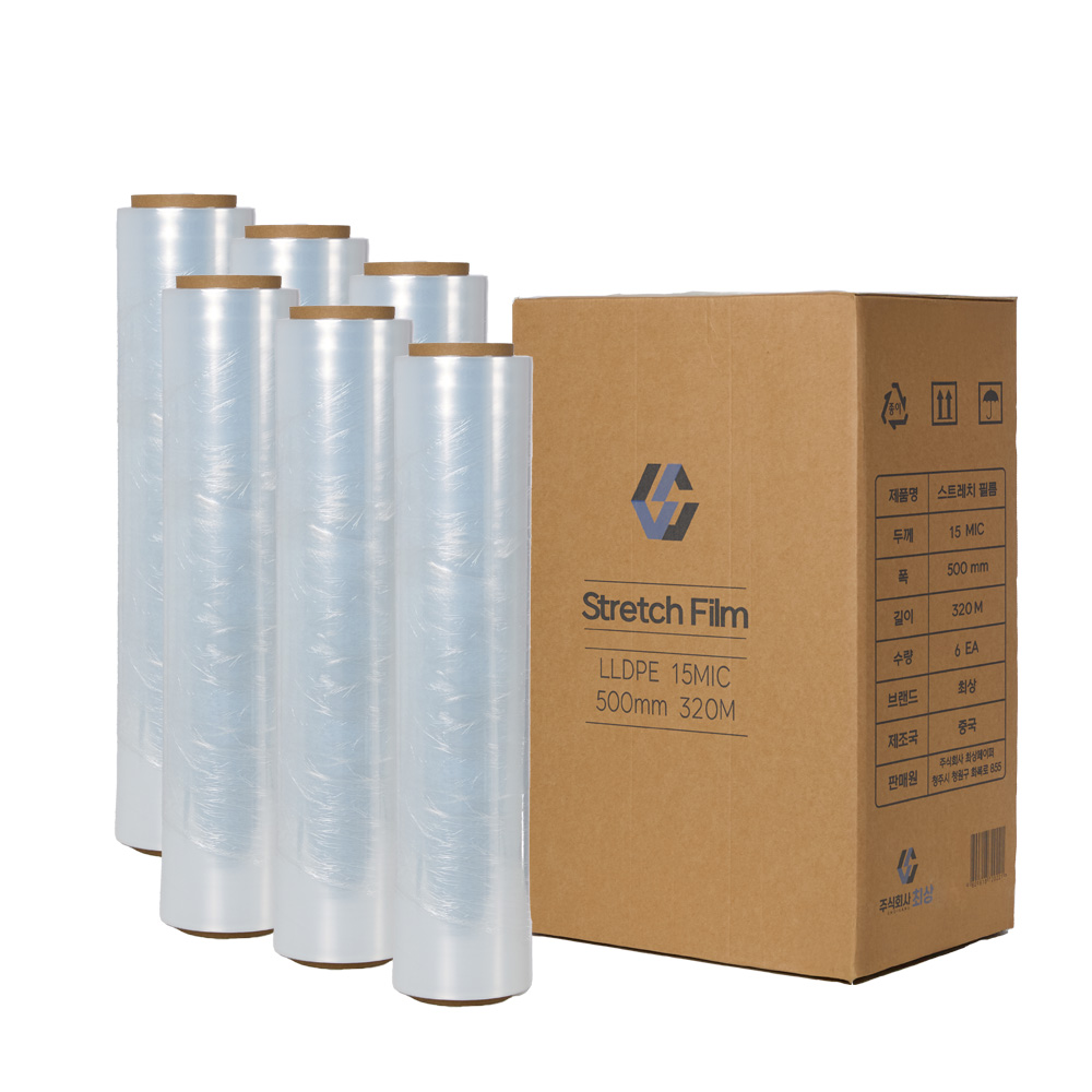 최상 스트레치필름 15mic 500mm 320M 6개입, 공업용랩 포장랩 수동랩, 1개, 투명 56,480원