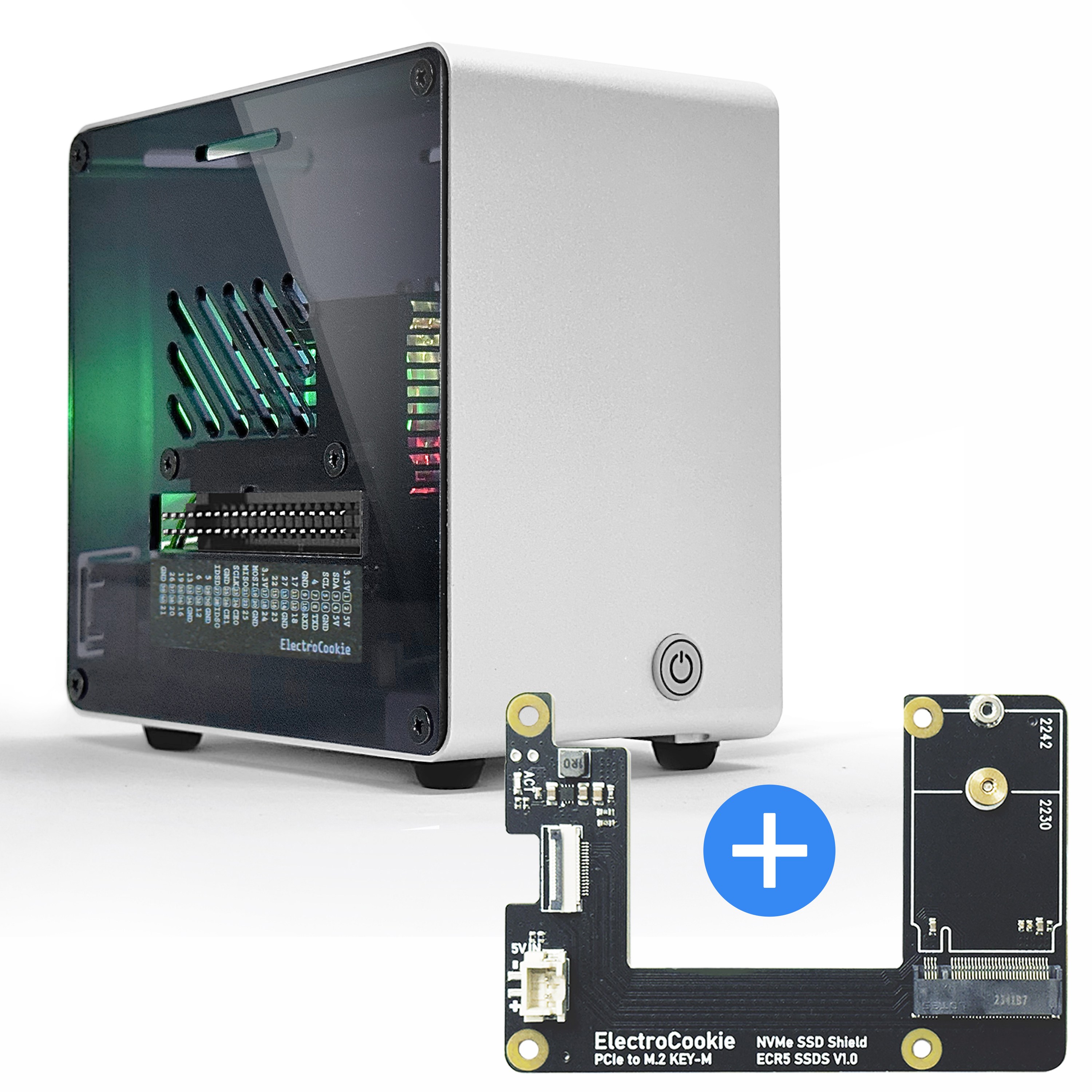 라즈베리파이5 미니타워 알루미늄 방열 케이스 [DT/ Silver] + M.2 NVMe SSD 쉴드[ECR5 SSDS] 38,900원