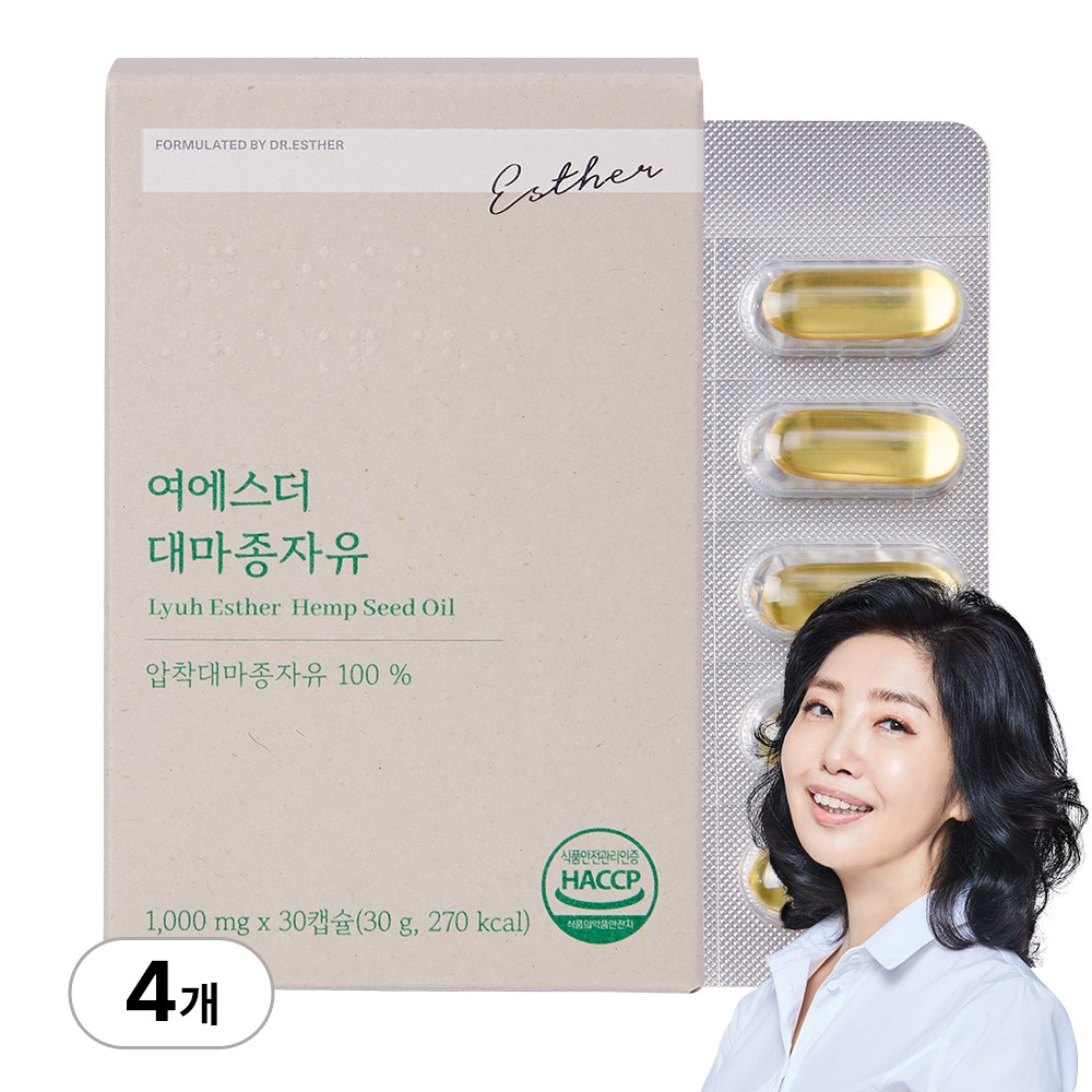 [본사직영] 여에스더 냉압착 대마종자유 헴프씨드 (한 캡슐에 1,000mg) 국민영양 프로젝트, 30정, 4개 38,900원