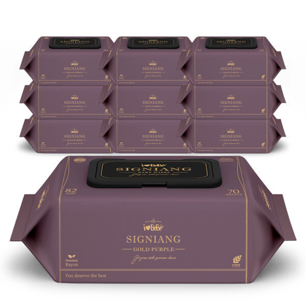 82g고평량 시그니앙 골드퍼플 10팩 캡형 엠보 70매 아기물티슈 29,900원