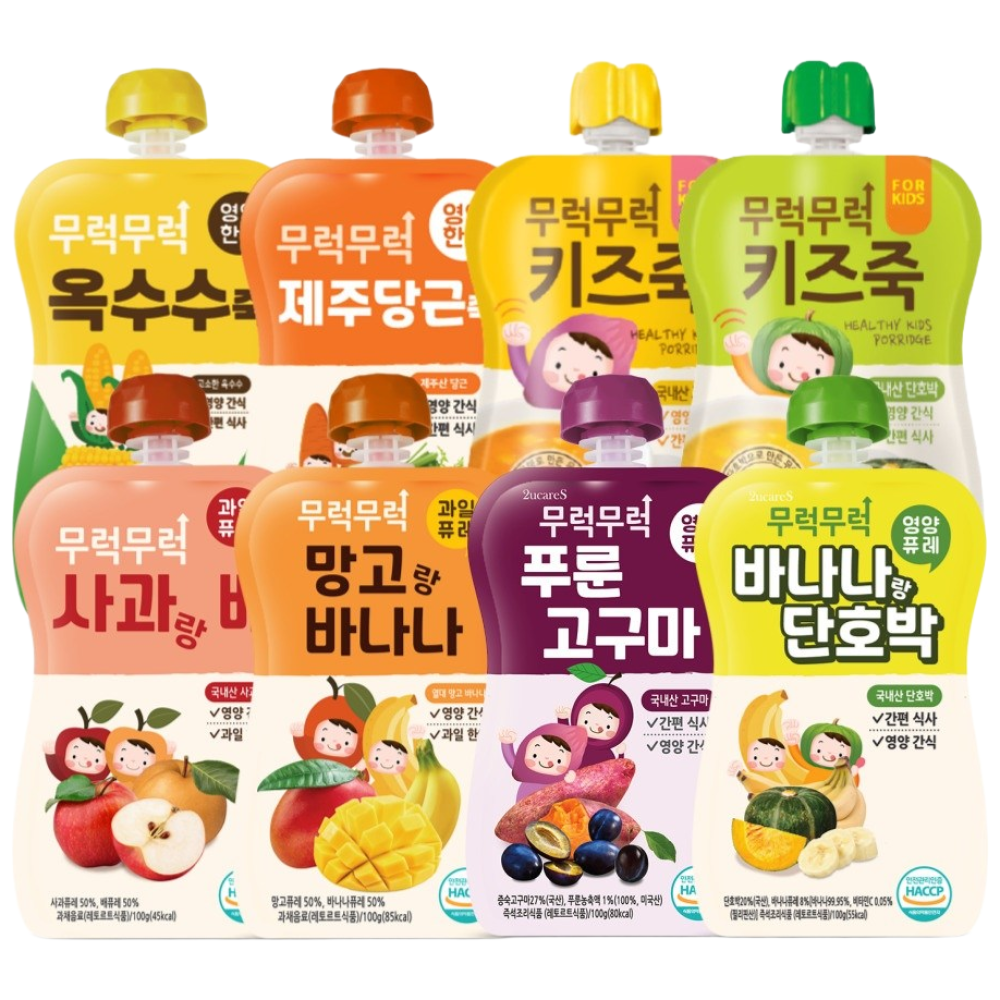 무럭무럭 키즈죽,과일퓨레 모두모아 8팩, 8종, 100g, 8개 18,800원