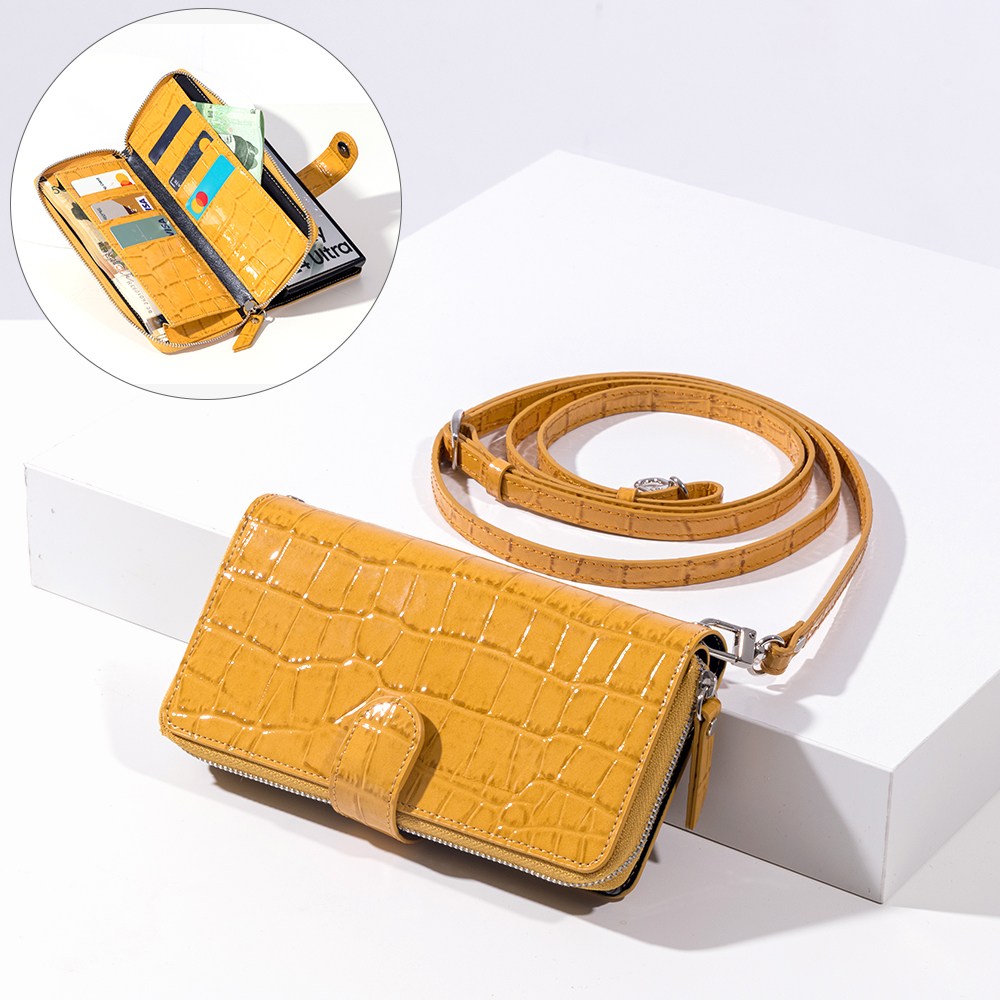 BonAtti HERES 천연소가죽 악어 지퍼 지갑 갤럭시 Z폴드7 6 5 4 케이스+긴 크로스 줄, 현재가 102,900원