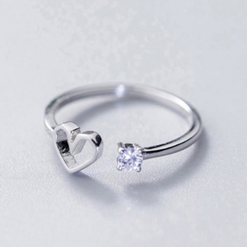 에르모사제이 R019 실버 925 데일리 레이어드 애끼 큐빅 마디 하트 라인 오픈링 은 반지 22,900원