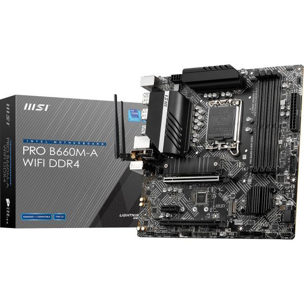 메인보드 게이밍 마더보드 본체 MSI PRO B660M-A WiFi DDR4 mATX, 12세대 인텔 코어, LGA 1700 소켓, DDR4, PCIe 4, 2.5G LAN, 251,200원