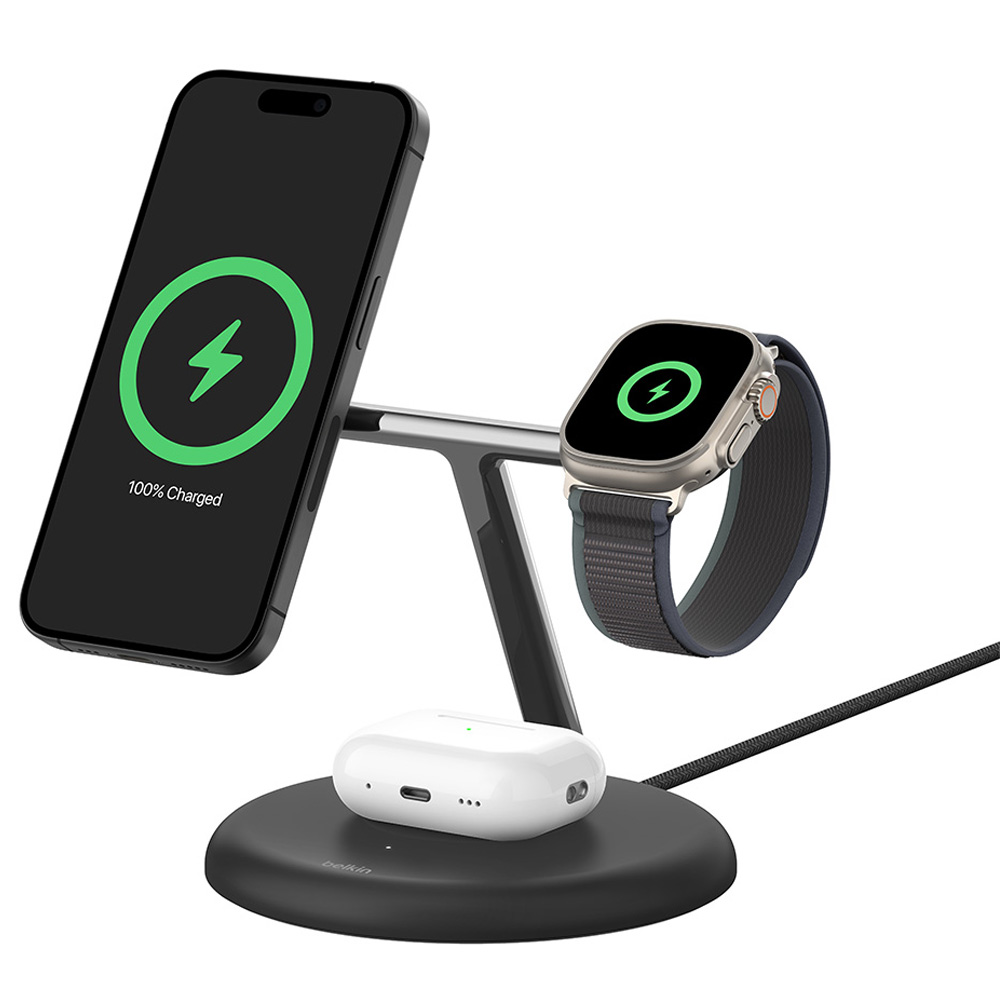 벨킨 부스트업 프로 Qi2 15W 3in1 마그네틱 무선 충전 스탠드 WIZ023kr, 블랙(WIZ023krBK), 1개 139,000원