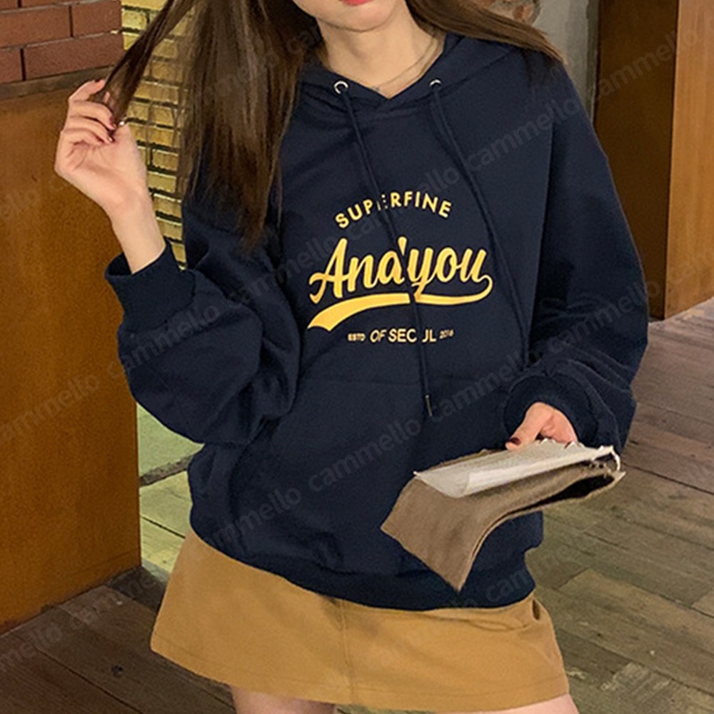 cammello 여성 캠퍼스룩 후드티 봄가을 레터링 후드 맨투맨 긴팔티 21,900원