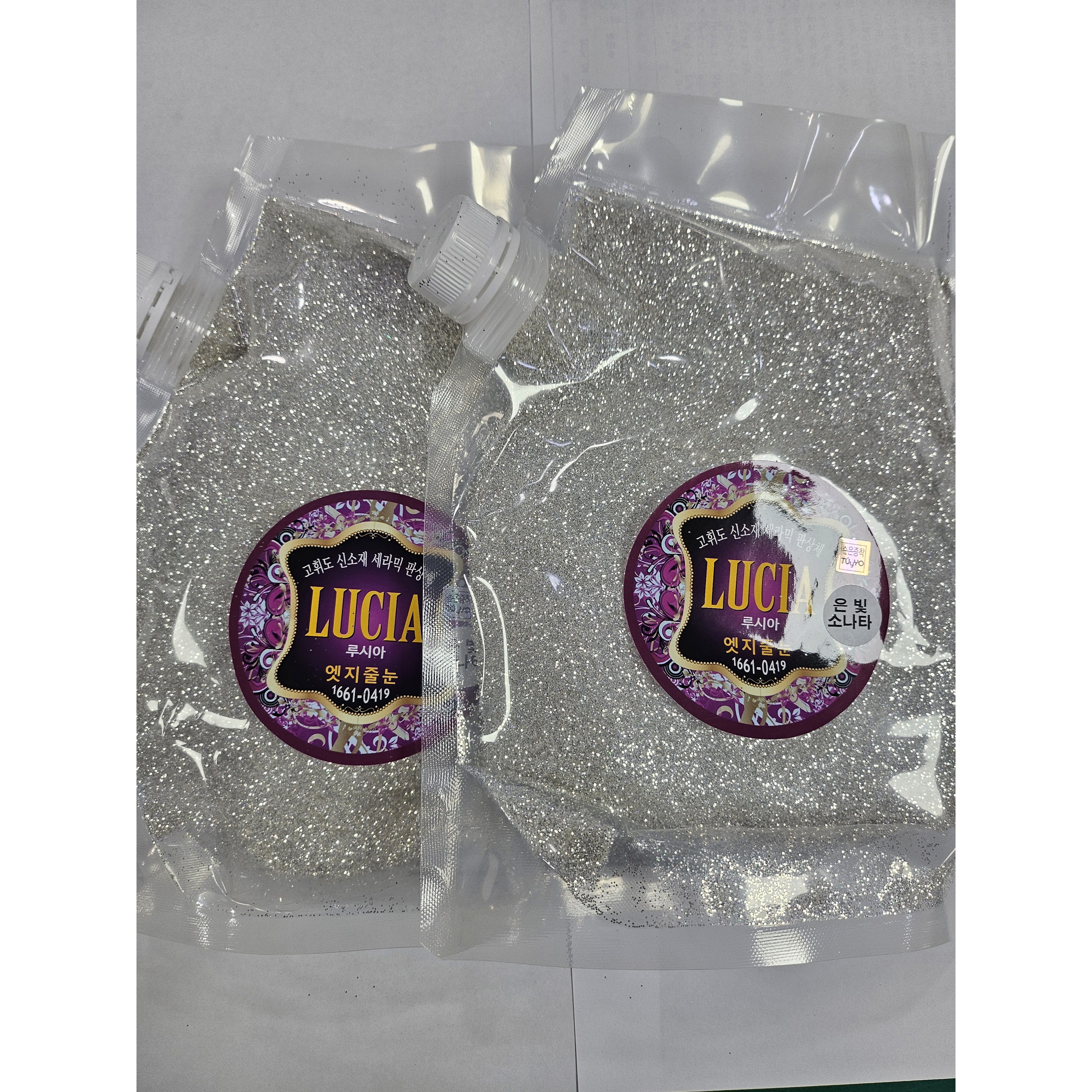 엣지줄눈- 루시아  줄눈안료 은빛소나타 1kg 순은증착 입주박람회 최고히트상품 특허증 고휘도 신소재 세라믹판상체 글리터 120,000원