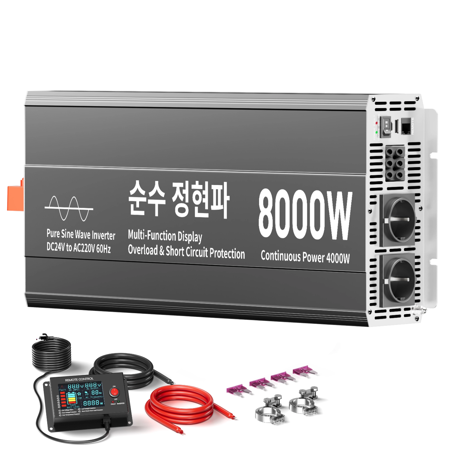 HOULI 순수 사인파 고전력 인버터 8000W 12V-220V 컨버터 차량용 60Hz, 캠핑 및 자동차용, 외부 디스플레이 포함 KC 인증 388,000원