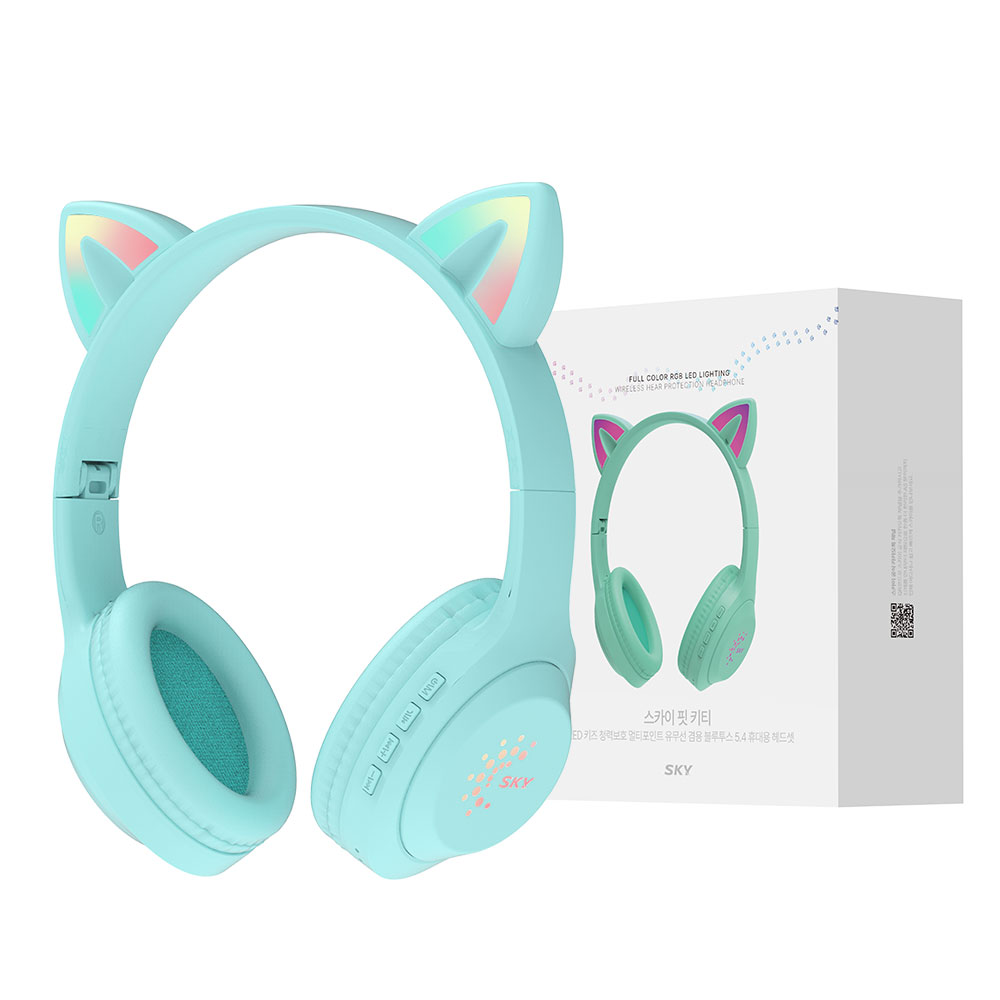 SKY 아동용 핏 키티 휴대용 유무선 겸용 블루투스 헤드셋, IM-H26, 페퍼민트 그린, 12시간, 멀티단자, 페퍼민트 그린, IM-H26 17,990원