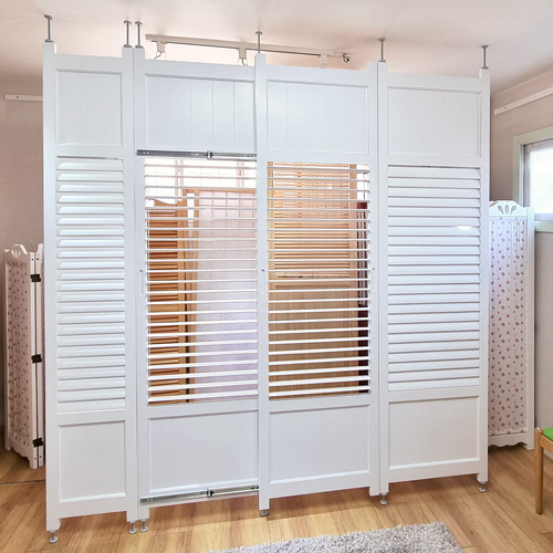 우드셔터 원목 가벽 파티션(높이 2250~2930mm까지 간편설치 )현관 중문 인테리어파티션 슬라이딩 중문 383,000원