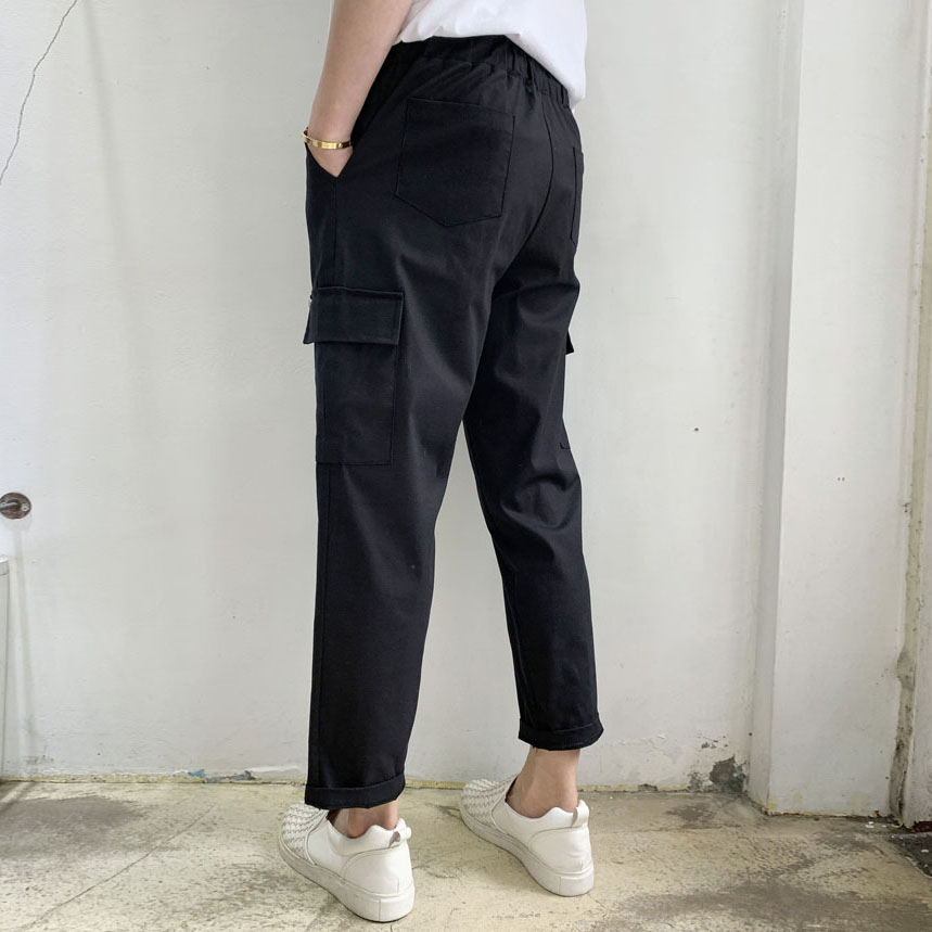 라운지21 남자 밴딩 린넨 9부 스판 카고 와이드팬츠 29,900원