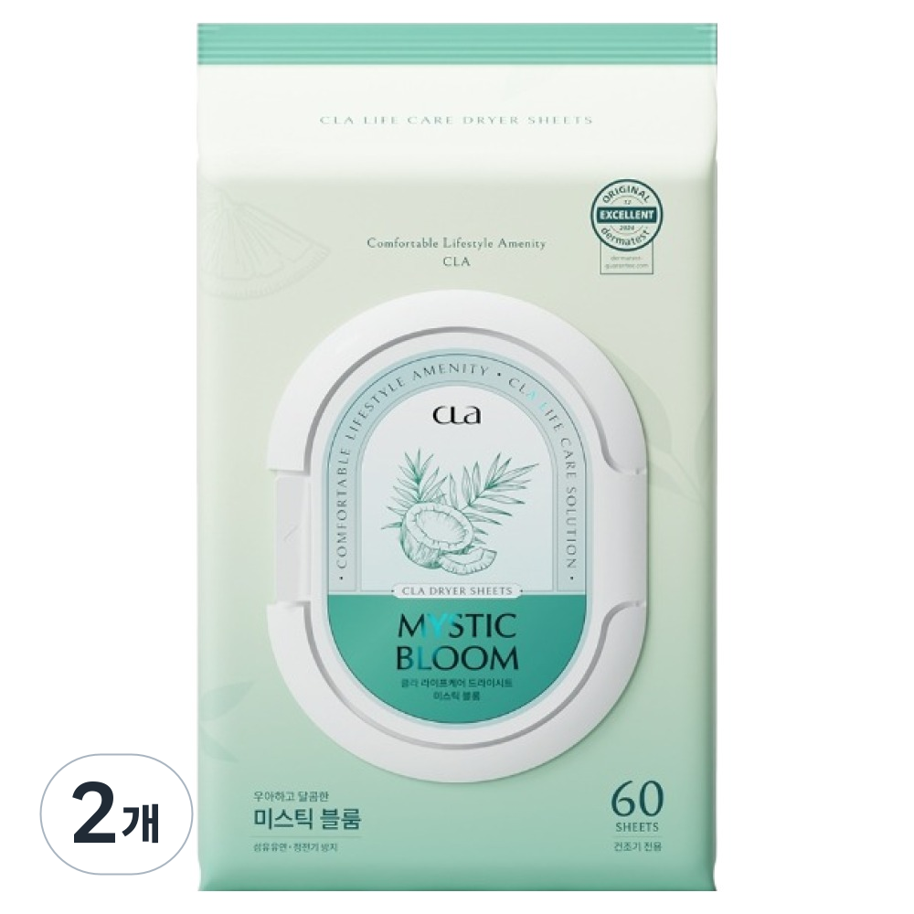 CLA 클라 고농축 퍼퓸 건조기시트 미스틱블룸, 2개, 60개입 19,600원